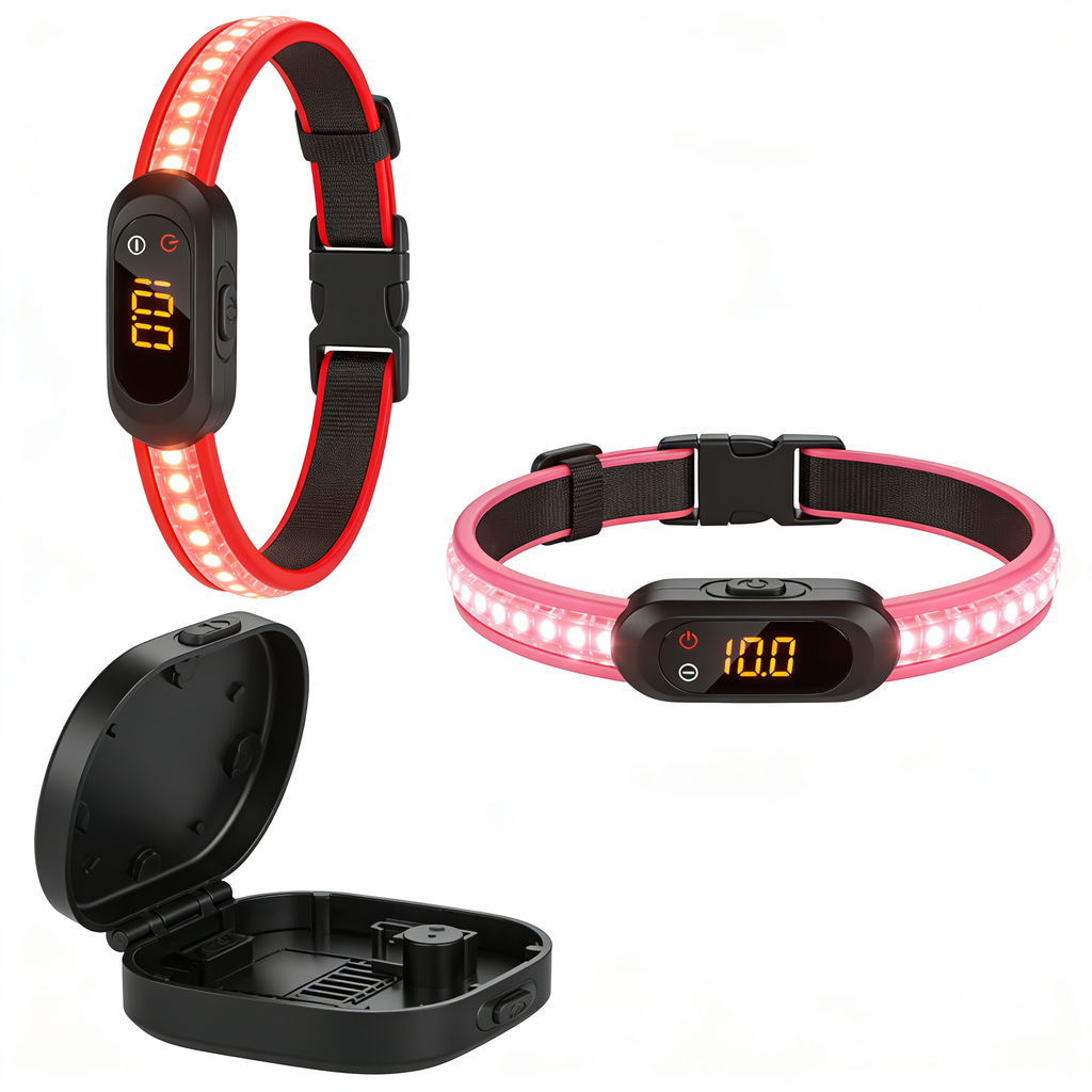 pawhiqq.shop Novkin 2-Pack LED Dog Collar, Light Up Dog Collars,Rechargeable Dog Lights for Night Walking，Universal, Reusable Safety Necklace for Small Medium Large Dogs RED&Pink