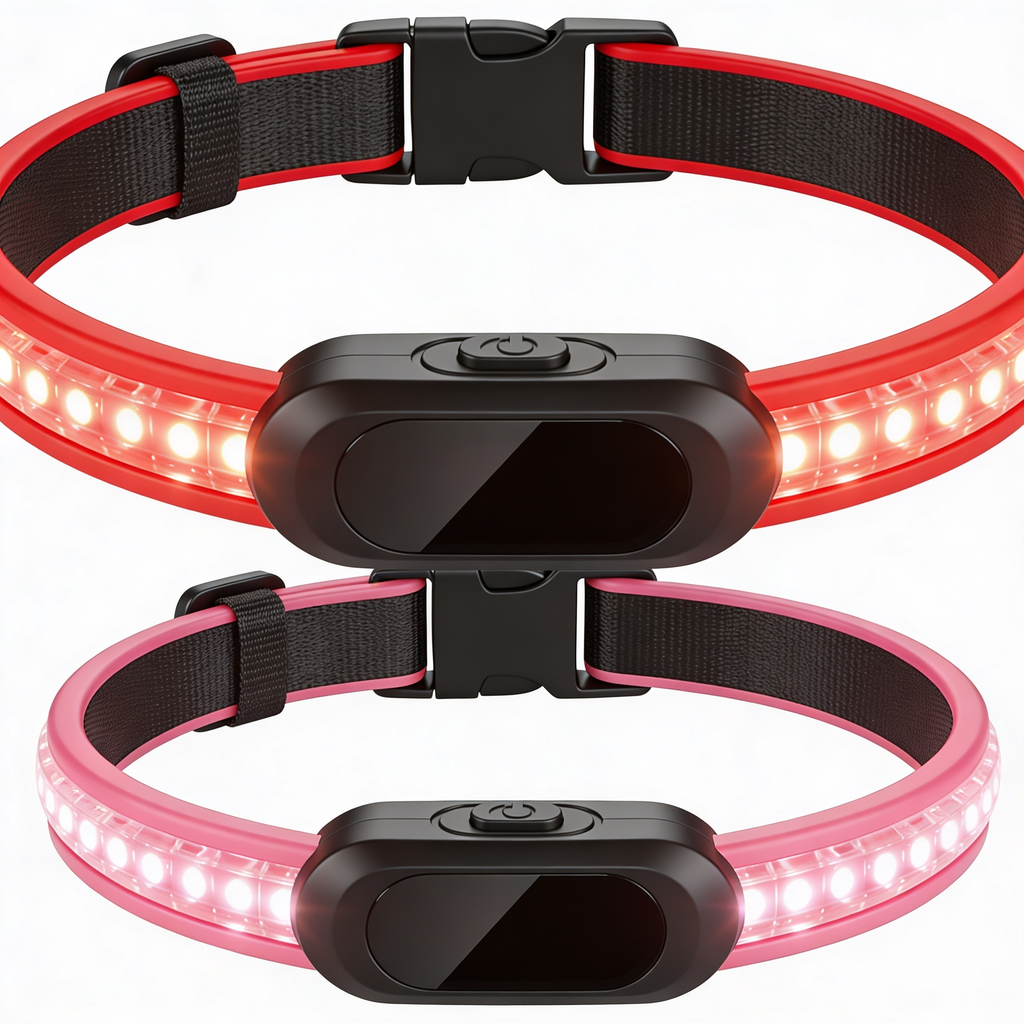 pawhiqq.shop Novkin 2-Pack LED Dog Collar, Light Up Dog Collars,Rechargeable Dog Lights for Night Walking，Universal, Reusable Safety Necklace for Small Medium Large Dogs RED&Pink