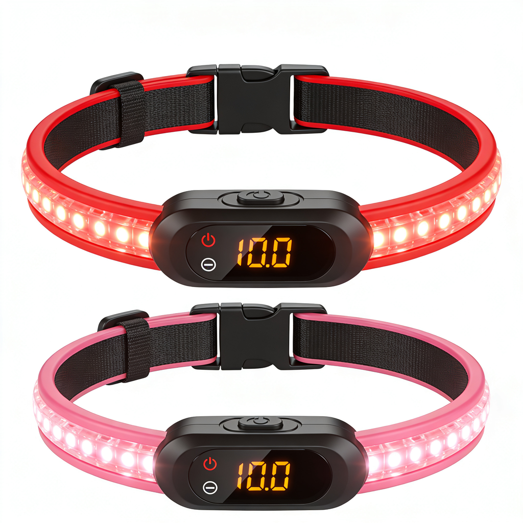 pawhiqq.shop Novkin 2-Pack LED Dog Collar, Light Up Dog Collars,Rechargeable Dog Lights for Night Walking，Universal, Reusable Safety Necklace for Small Medium Large Dogs RED&Pink