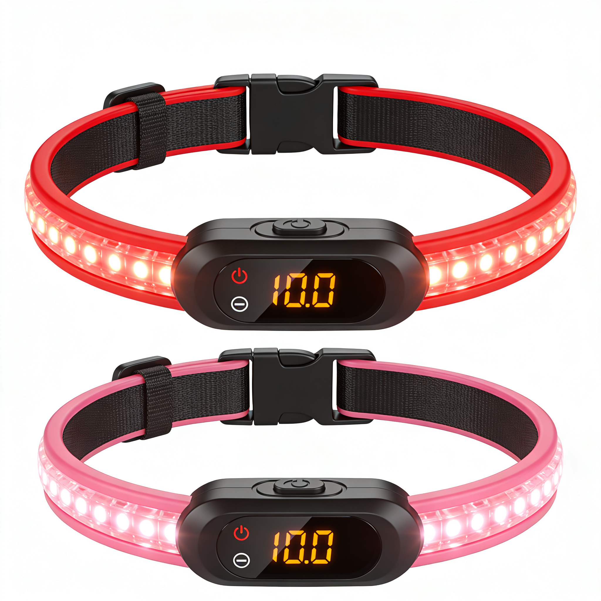 pawhiqq.shop Novkin 2-Pack LED Dog Collar, Light Up Dog Collars,Rechargeable Dog Lights for Night Walking，Universal, Reusable Safety Necklace for Small Medium Large Dogs RED&Pink